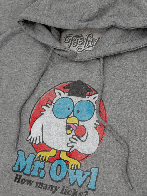 Mr. Owl Tootsie Pop How Many Licks Hooded Sweatshirt - Oxford Gray by Tee Luv