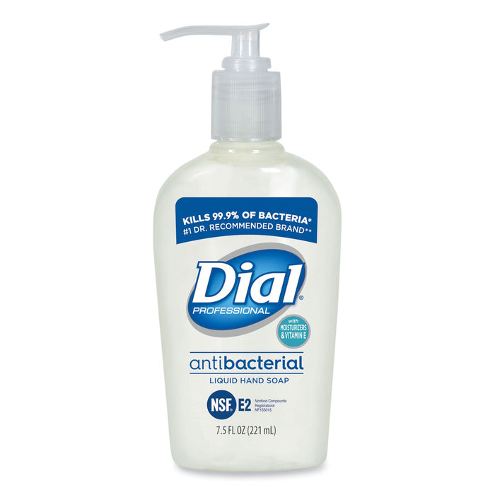 Dial Antibacterial Liquid Hand Soap with Moisturizers, Pleasant, 7.5 oz Pump, 12/Carton
