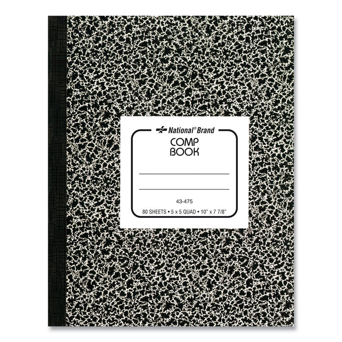 National Composition Book, Quadrille Rule, Black Marble Cover, 10 x 7.88, 80 Sheets