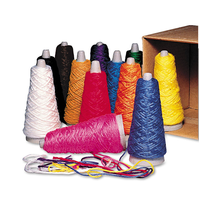 Pacon Double Weight Yarn Cones, 2-Ply, 2 oz, 100% Acrylic, Assorted Colors, 12/Box