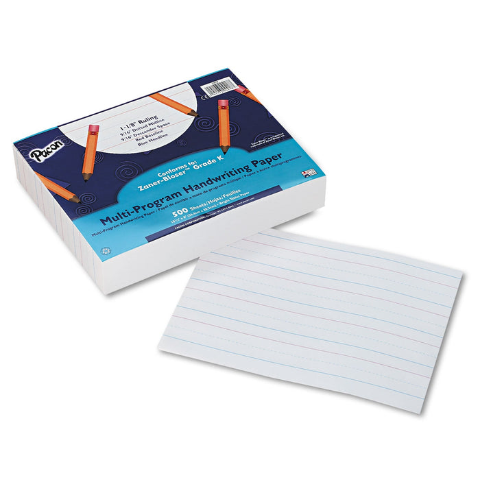Pacon Multi-Program Handwriting Paper, 16 lb, 1 1/8" Long Rule, One-Sided, 8 x 10.5, 500/Pack