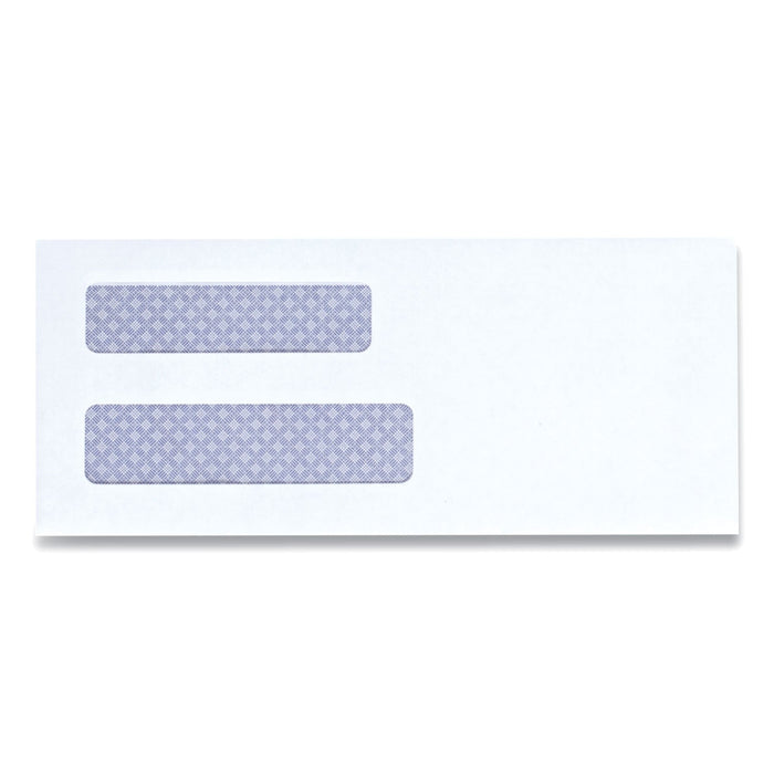 Universal Double Window Business Envelope, #8 5/8, Square Flap, Self-Adhesive Closure, 3.63 x 8.63, White, 500/Pack