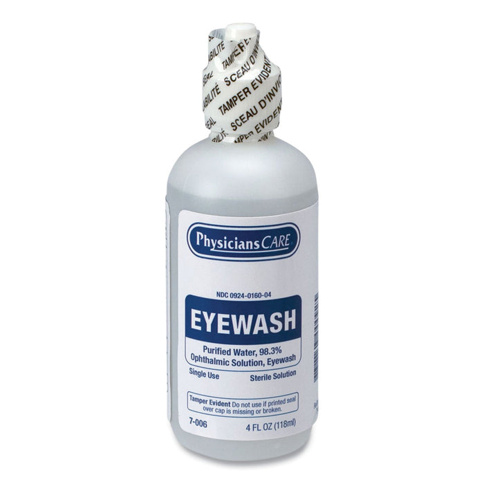 PhysiciansCare First Aid Refill Components Disposable Eye Wash, 4 oz Bottle