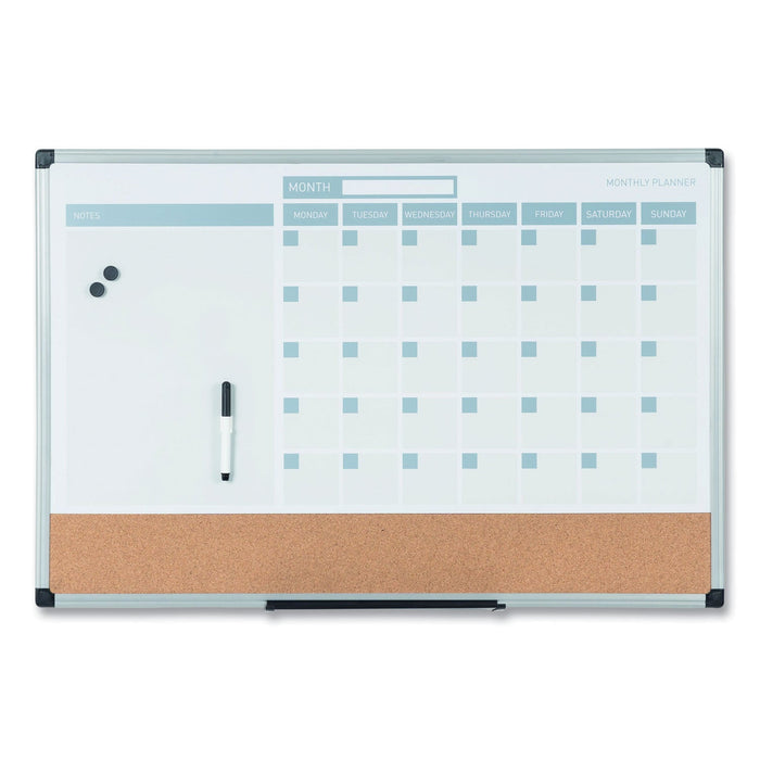 MasterVision 3-in-1 Calendar Planner Dry Erase Board, 36 x 24, Silver Frame