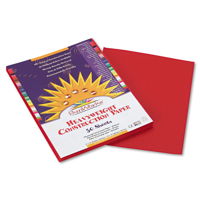 Prang SunWorks Construction Paper, 50 lb Text Weight, 9 x 12, Red, 50/Pack