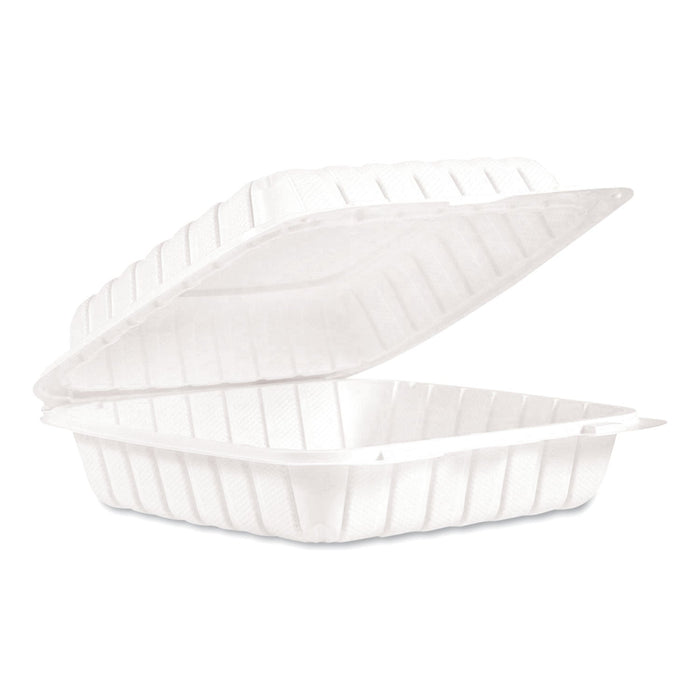 ProPlanet Hinged Lid Containers, Single Compartment, 9 x 8.8 x 3, White, Plastic, 150/Carton