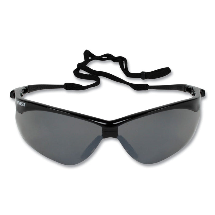 KleenGuard Nemesis Safety Glasses, Black Frame, Smoke Mirror Lens, 12/Box