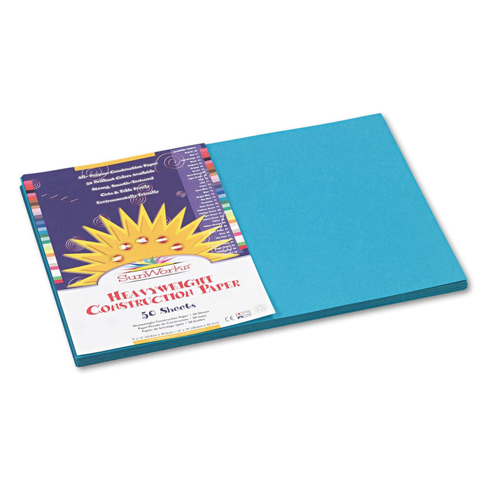 Prang SunWorks Construction Paper, 50 lb Text Weight, 12 x 18, Turquoise, 50/Pack