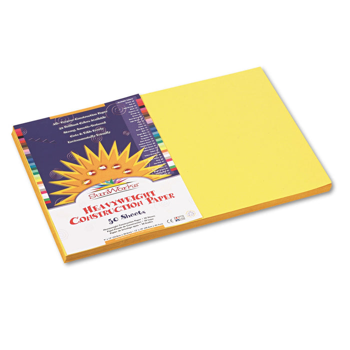 Prang SunWorks Construction Paper, 50 lb Text Weight, 12 x 18, Yellow, 50/Pack