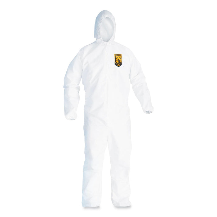 KleenGuard A20 Breathable Particle Protection Coveralls, Elastic Back, Hood, Medium, White, 24/Carton