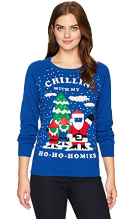 Hybrid Apparel Womens Ho Homies Selfie Holiday Sweater by Vanessa Jane