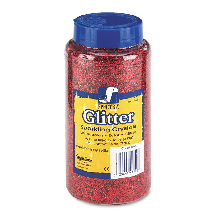 Pacon Spectra Glitter, 0.04 Hexagon Crystals, Red, 16 oz Shaker-Top Jar