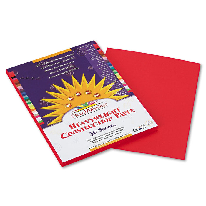 Prang SunWorks Construction Paper, 50 lb Text Weight, 9 x 12, Holiday Red, 50/Pack