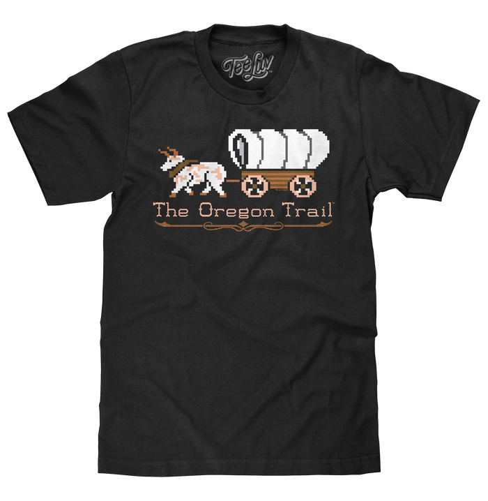 The Oregon Trail Shirt Video Game Logo T-Shirt - Black by Tee Luv