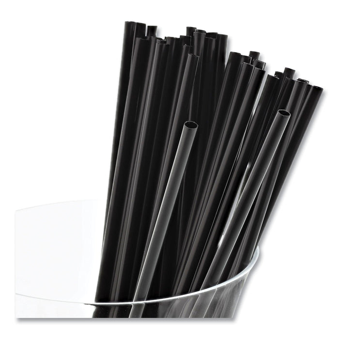 AmerCareRoyal Sip Straws, 7.5", Plastic, Black, 10,000/Carton