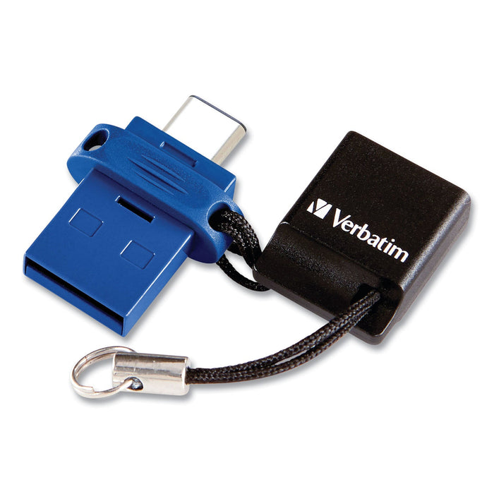 Verbatim Store ‘n' Go Dual USB 3.0 Flash Drive for USB-C Devices, 32 GB, Blue