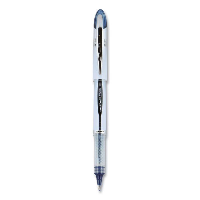 uniball VISION ELITE Roller Ball Pen, Stick, Bold 0.8 mm, Blue-Black Ink, White/Blue Barrel