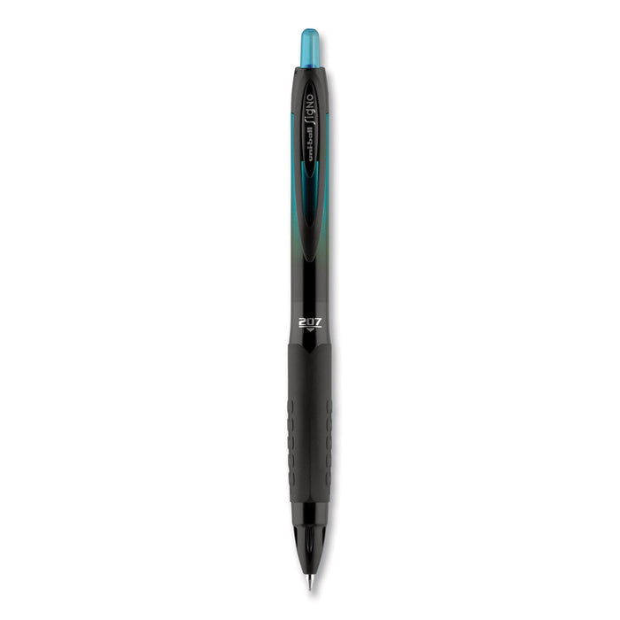 uniball 207 BLX Series Gel Pen, Retractable, Medium 0.7 mm, Black Ink, Translucent Black Barrel