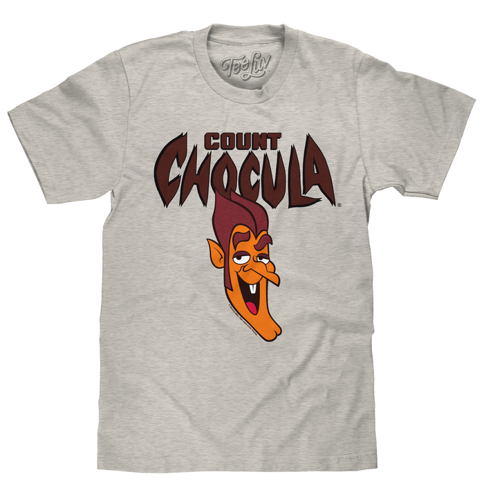 Retro Count Chocula Monster Cereal Mascot T-Shirt - Oat Heather by Tee Luv