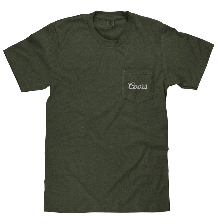 Tee Luv x Comfort Colors Faded Coors Rodeo Cowboy Left Chest Pocket T-Shirt - Moss Green by Tee Luv