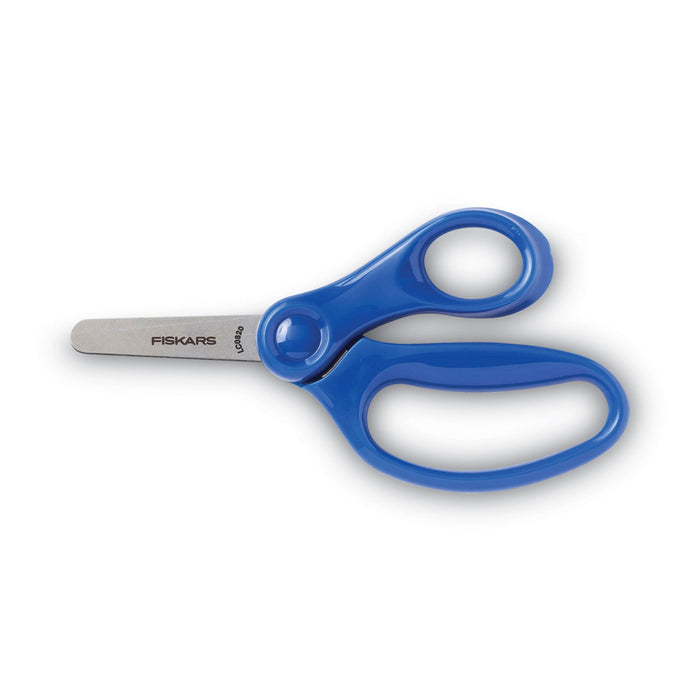 Fiskars Kids/Student Scissors, Rounded Tip, 5" Long, 1.75" Cut Length, Assorted Straight Handles, 12/Pack