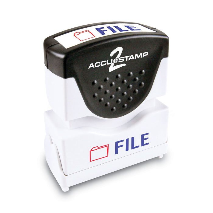 ACCUSTAMP2 Pre-Inked Shutter Stamp, Red/Blue, FILE, 1.63 x 0.5