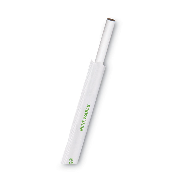 Eco-Products Jumbo Wrapped Paper Straw, 7.75", 6 mm Diameter, White, 3,000/Carton