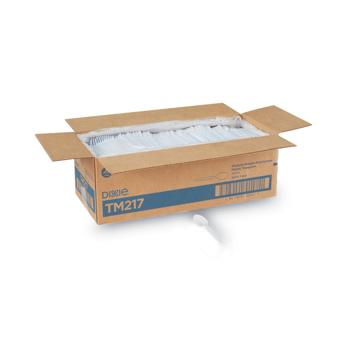 Dixie Plastic Cutlery, Heavy Mediumweight Teaspoons, White, 1,000/Carton