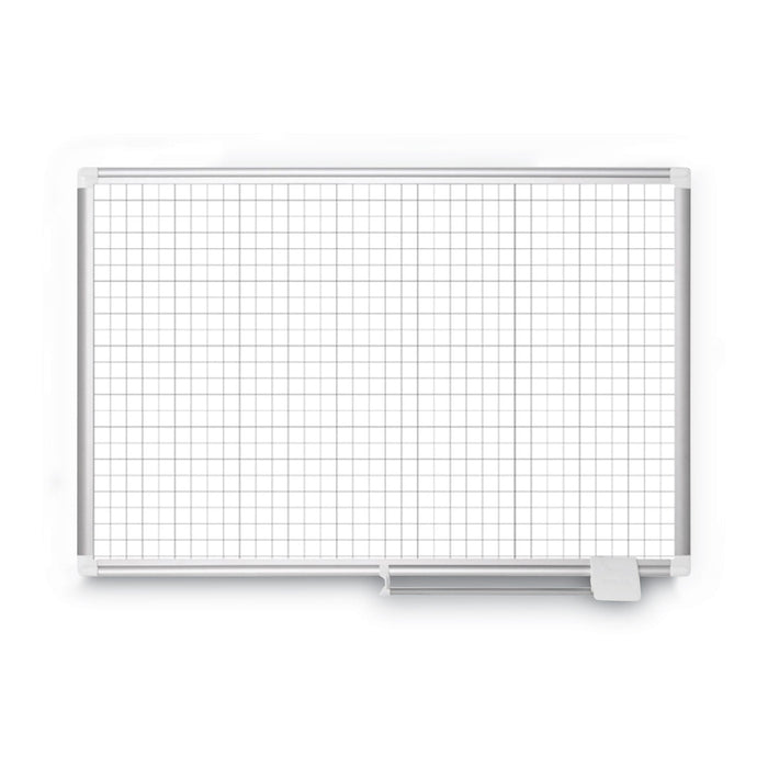 MasterVision Grid Planning Board, 1" Grid, 72 x 48, White/Silver