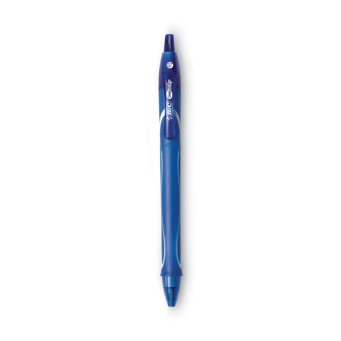 BIC Gel-ocity Quick Dry Gel Pen, Retractable, Medium 0.7 mm, Blue Ink, Blue Barrel, Dozen