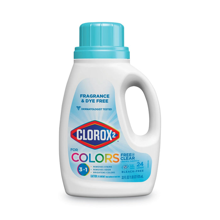Clorox 2 Free and Clear Stain Remover and Color Booster, Unscented, 33 oz Bottle, 6/Carton