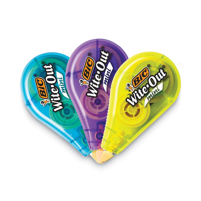 BIC Wite-Out Brand Mini Correction Tape, Non-Refillable, 0.2" x 26.2 ft, Assorted