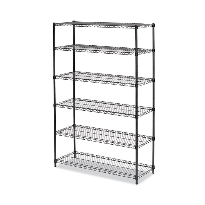 Alera NSF Certified 6-Shelf Wire Shelving Kit, 48w x 18d x 72h, Black Anthracite