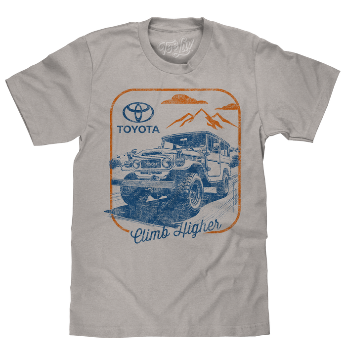 Retro Toyota Land Cruiser Climb Higher T-Shirt - Light Gray by Tee Luv