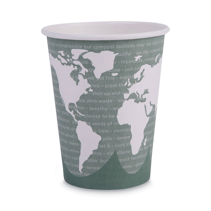 Eco-Products World Art Renewable and Compostable Hot Cups, 12 oz, Gray, 50/Pack