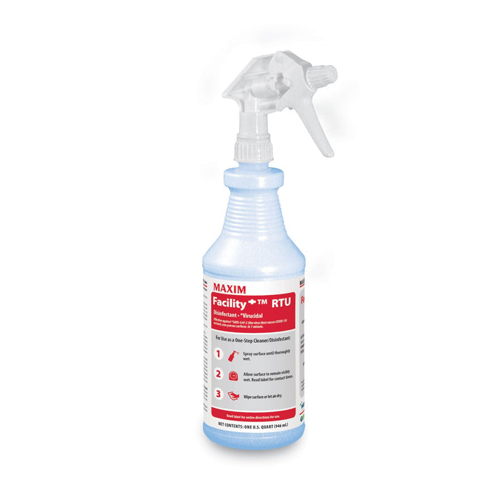 Maxim Facility+ RTU Disinfectant, Safe-to-Ship, Unscented, 32 oz, 6/Carton