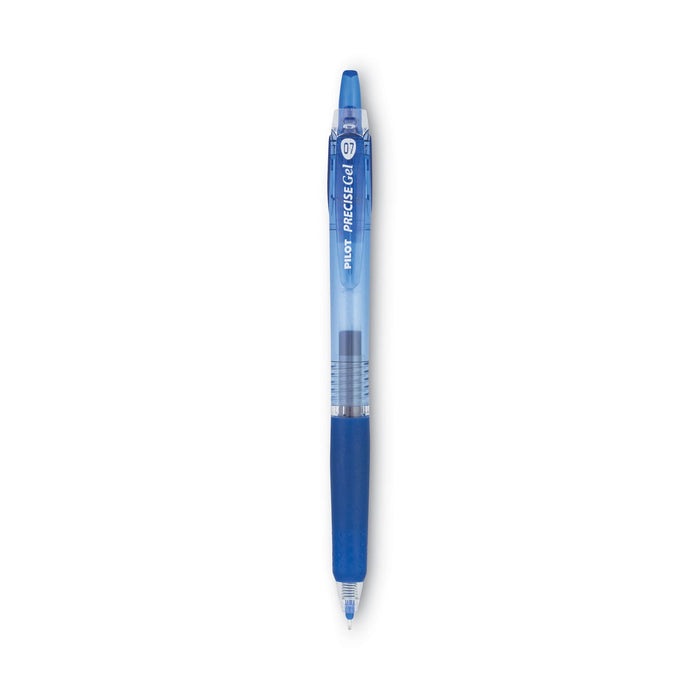 Pilot Precise Gel BeGreen Gel Pen, Retractable, Fine 0.7 mm, Blue Ink, Blue Barrel, Dozen