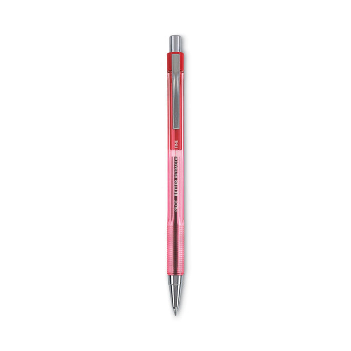 Pilot Better Ballpoint Pen, Retractable, Fine 0.7 mm, Red Ink, Translucent Red Barrel, Dozen