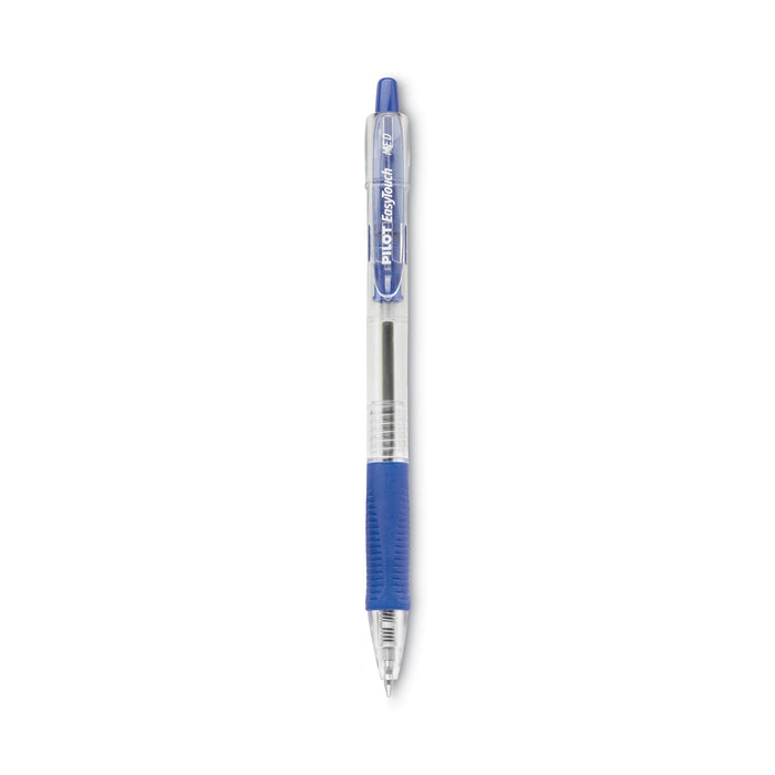 Pilot EasyTouch Ballpoint Pen, Retractable, Medium 1 mm, Blue Ink, Clear Barrel, Dozen