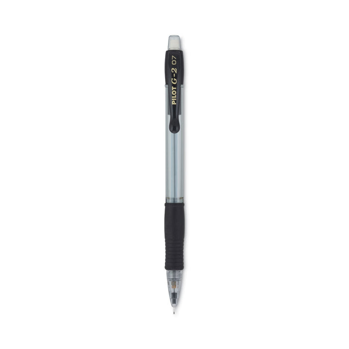 Pilot G2 Mechanical Pencil, 0.7 mm, HB (#2.5), Black Lead, Clear/Black Accents Barrel, Dozen