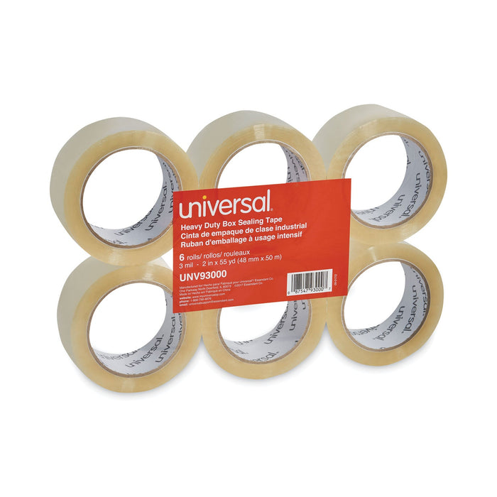 Universal Heavy-Duty Box Sealing Tape, 3" Core, 1.88" x 54.6 yds, Clear, 6/Box