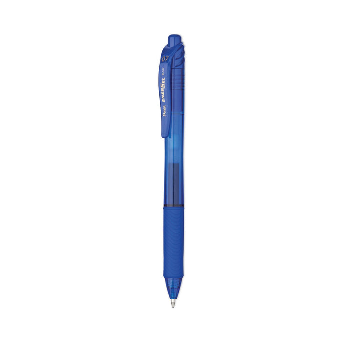 Pentel EnerGel-X Gel Pen, Retractable, Medium 0.7 mm, Blue Ink, Blue Barrel, Dozen