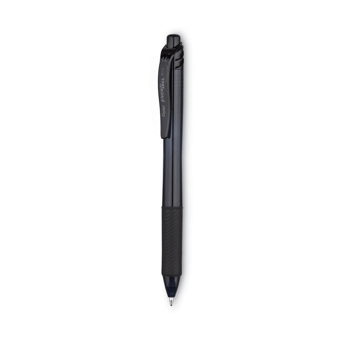 Pentel EnerGel-X Gel Pen, Retractable, Bold 1 mm, Black Ink, Smoke Barrel, Dozen
