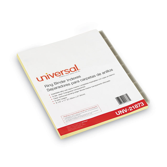 Universal Insertable Tab Index, 8-Tab, 11 x 8.5, Buff, Clear Tabs, 6 Sets