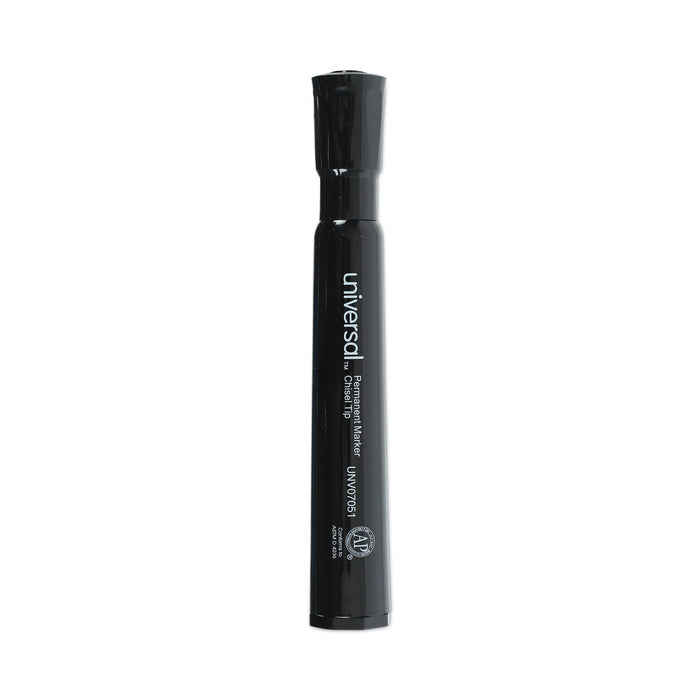 Universal Chisel Tip Permanent Marker, Broad Chisel Tip, Black, Dozen