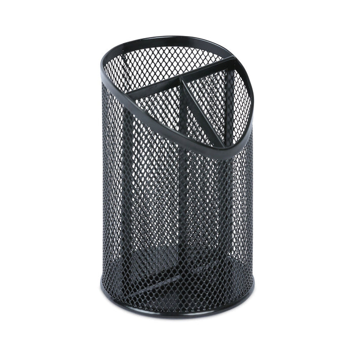 Universal Metal Mesh 3-Compartment Pencil Cup, 4.13" Diameter x 6"h, Black