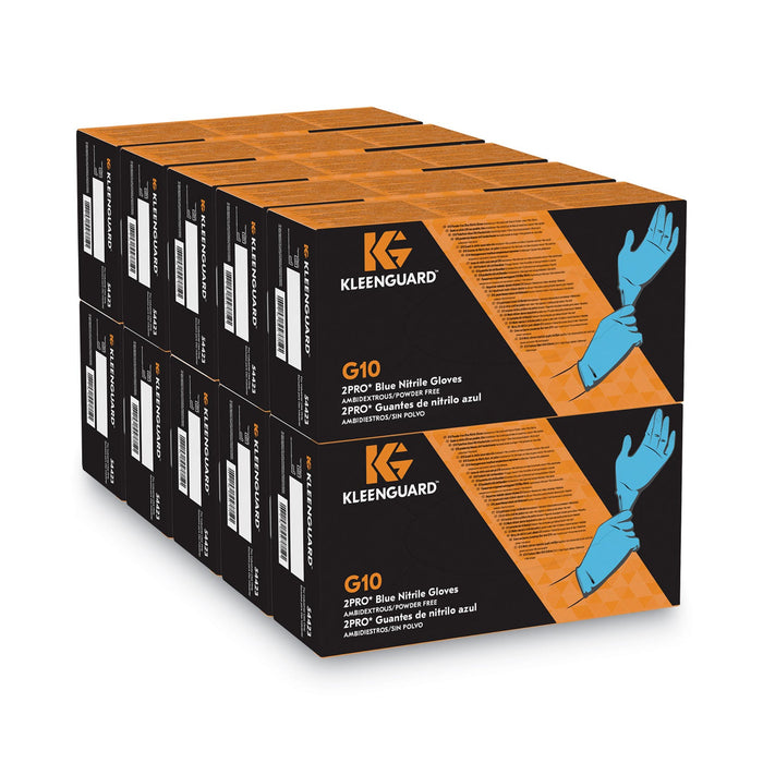 KleenGuard G10 2PRO Nitrile Gloves, Blue, Large, 100/Box