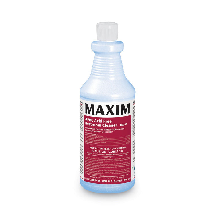 Maxim AFBC Acid-Free Restroom Cleaner, Safe-to-Ship, Fresh Scent, 32 oz Bottle, 6/Carton