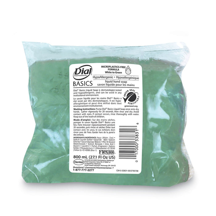 Dial Basics MP Free Liquid Hand Soap, Unscented, 800 mL Bag, 12/Carton