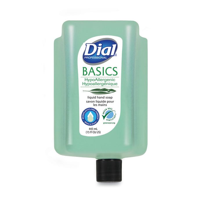Dial Basics MP Free Liquid Hand Soap, Unscented, 15 oz Refill Bottle, 6/Carton